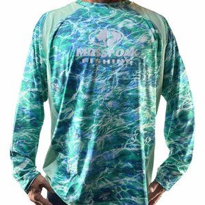 Mossy Oak Shirt Mens LS Fishing 2XL Vented Tech Tee Upf 40+ Wicking Seafoam Nwt
